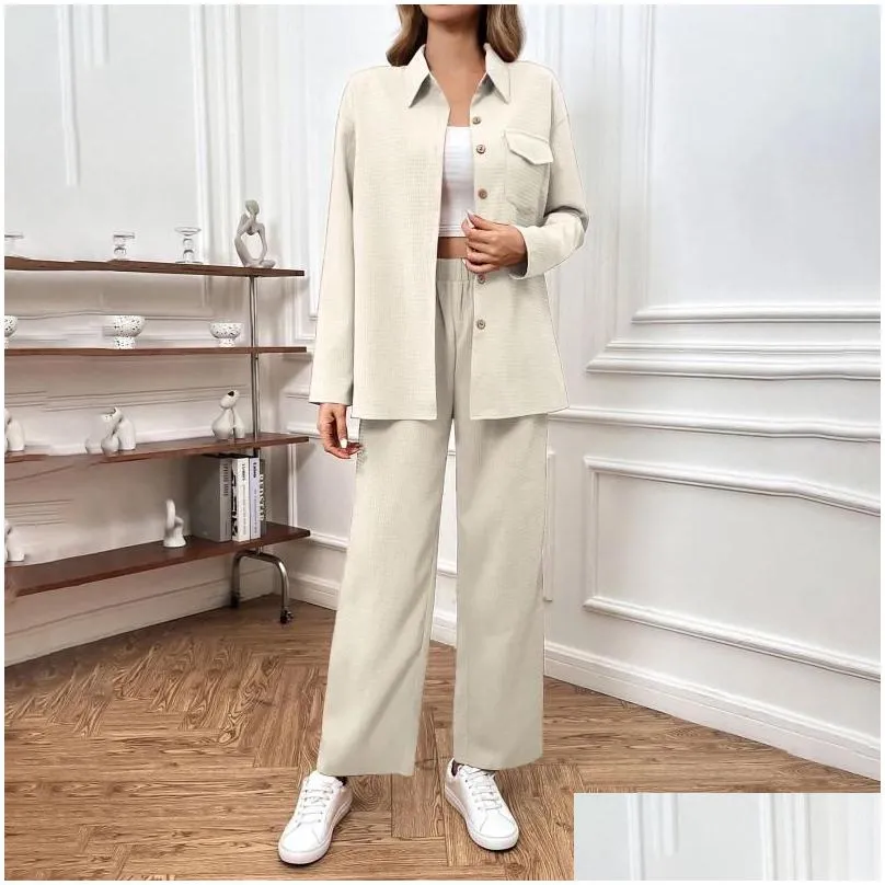 Gym Clothing Women`s Autumn/Winter Solid High Dressy Pant Suits For A Wedding Womens Suit Wide Leg Jumpsuits Women Ladies