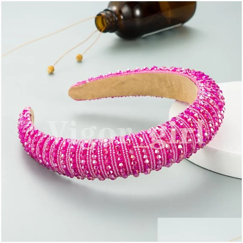 high quality ladies sponge hair accessories headband simple wide-sided fashion handmade beaded net red temperament headbands Korean