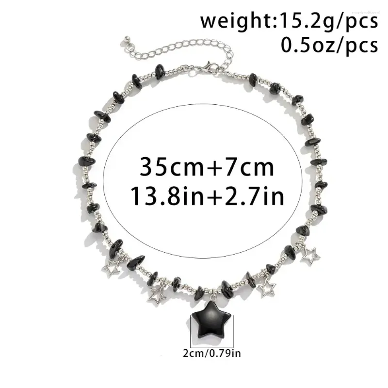 Chains Star Shaped Crushed Stone Collarbone Necklace Personality Temperament Round Bead Sweet Simplicity