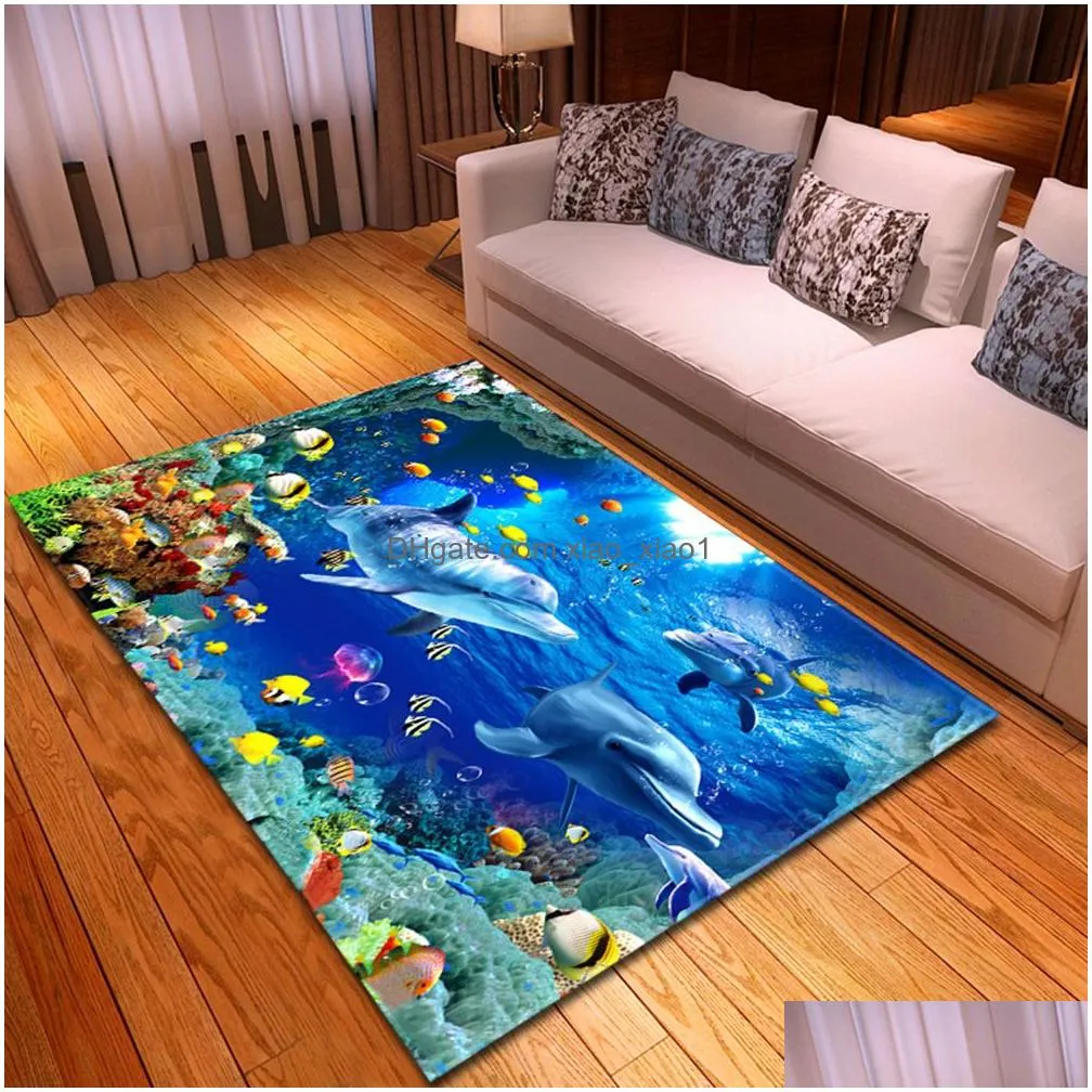 nordic carpets for living room 3d flannel printing pattern bedroom carpet kids room rug non-slip decorative bedside mat 210317