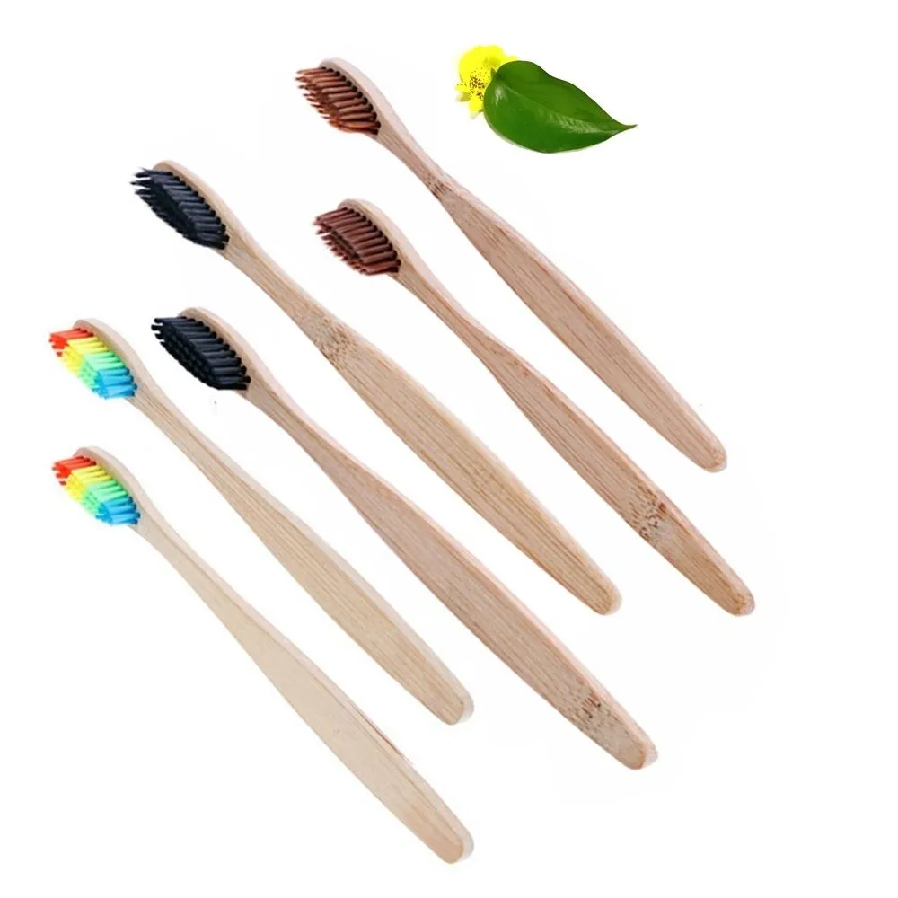 Reusable natural toothbrush bamboo set pack of 4 with travel case cheap with box packing biodegradable