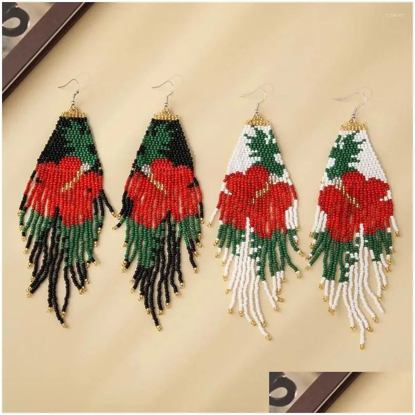 Dangle & Chandelier Earrings Beaded Tassel Hand Weaving Bohemia Alloy Pattern Flowers Orc Tidal Current Simplicity Rice Bead Drop Del Otmat