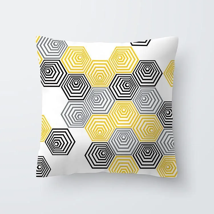 Party Decoration Cojines Decorativos Para Sofa Cushion Cover Yellow Pillow Geometric Marble Polyester Pillowcase Home Decor 40548