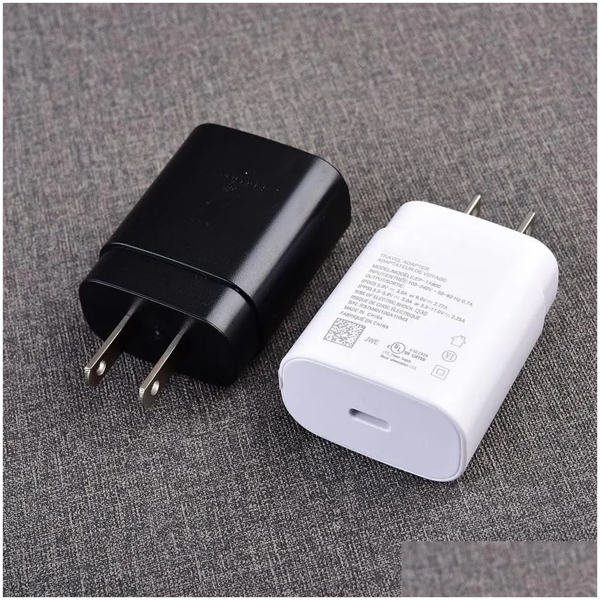 With Retail Box OEM Quality TypeC Chargers Note 10 USB C Fast Charging EU US Quick  Adapter PD 20W Power Wall Plug 25W