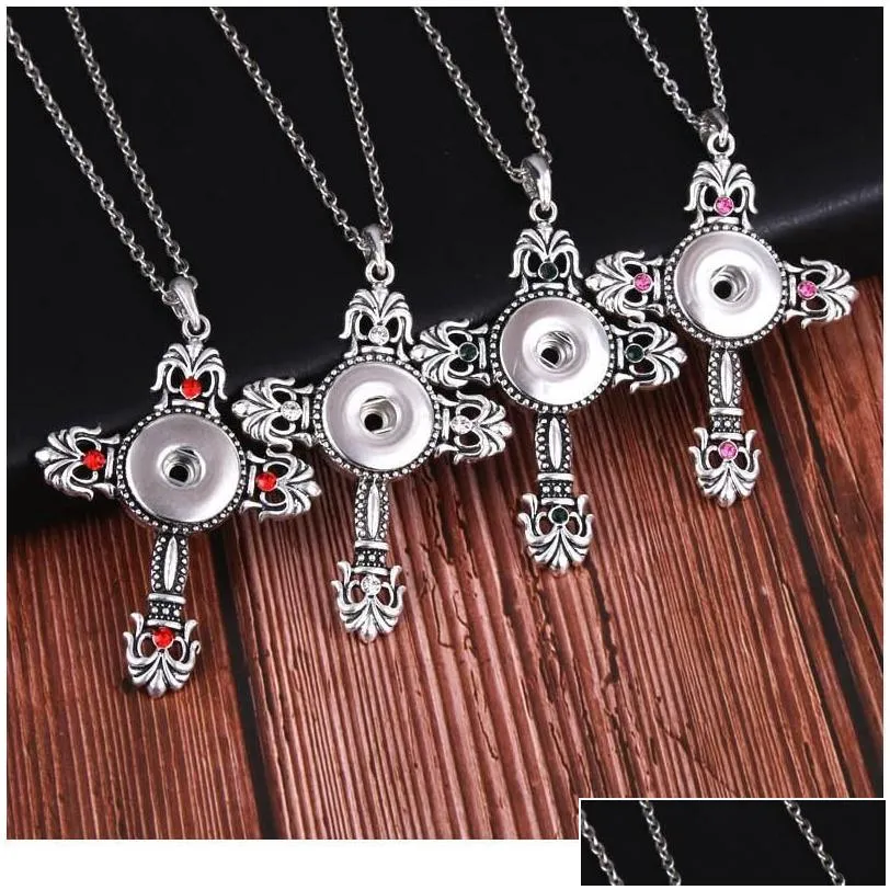 Boom Life Trendy Faith Cross Style Snap Necklace Pendant With Link Chain Fit 18mm Snap Button Jewelry For Wo jllnxg