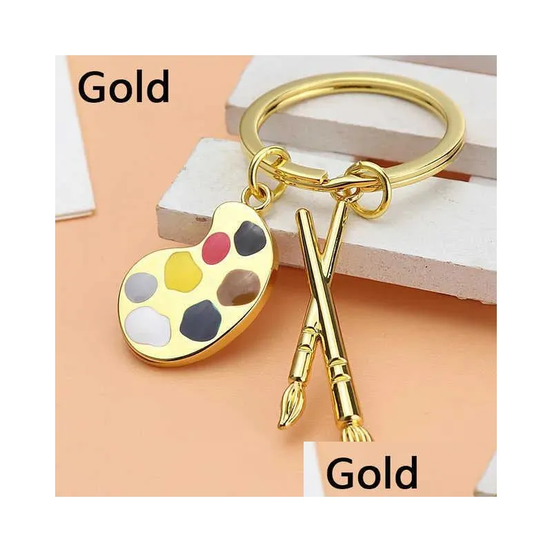 Keychains & Lanyards Abstract Artist Palette Alloy Keychain Painting Tools Brush Key Chain Car Keyring Women Ld Art Course Painter So Dh4Ht