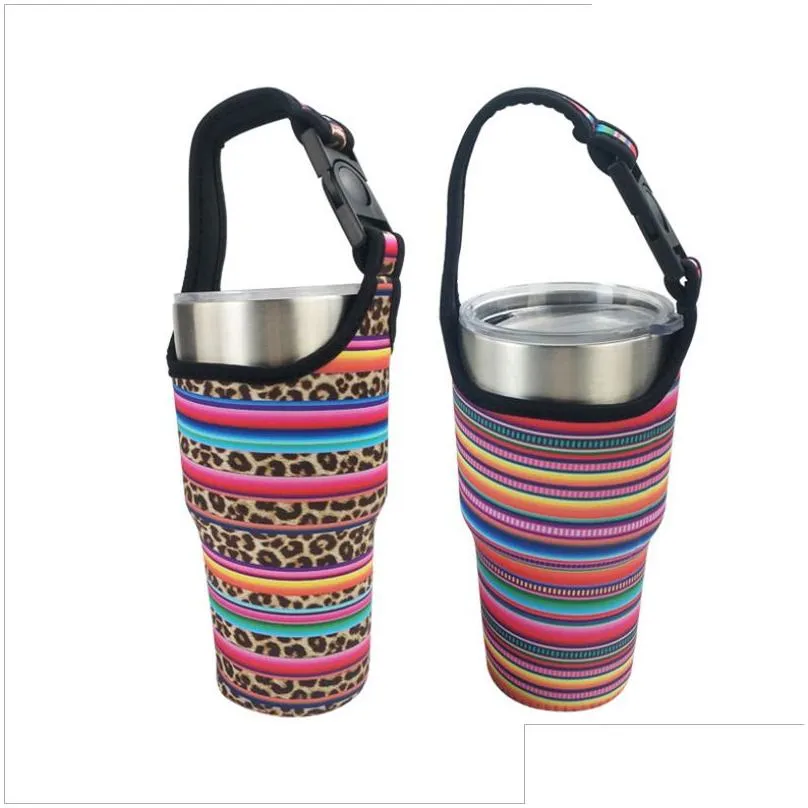 Party Favor 30Oz Neoprene Tumbler Cup Bottle Holder Leopard Fashion Printing Outdoor Portable Water Tote Bag Drop Delivery Home Garden Dhb5S