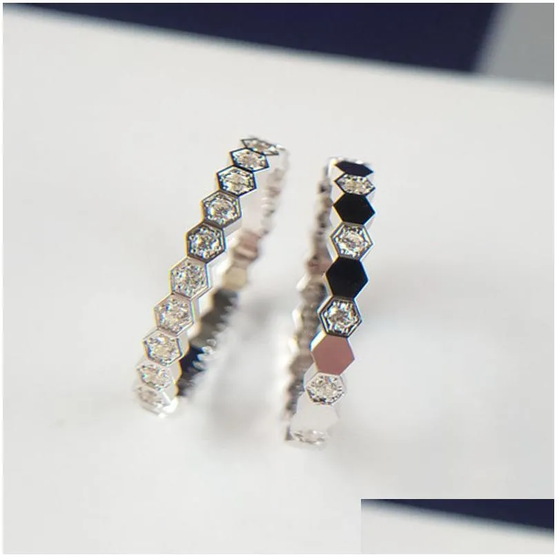 Band Rings Selling Womens Three Style 925 Sterling Sier Jewelry Exquisite Stackable Hexagon Ring Diamond Wholesale Drop Delivery Dh9Pr