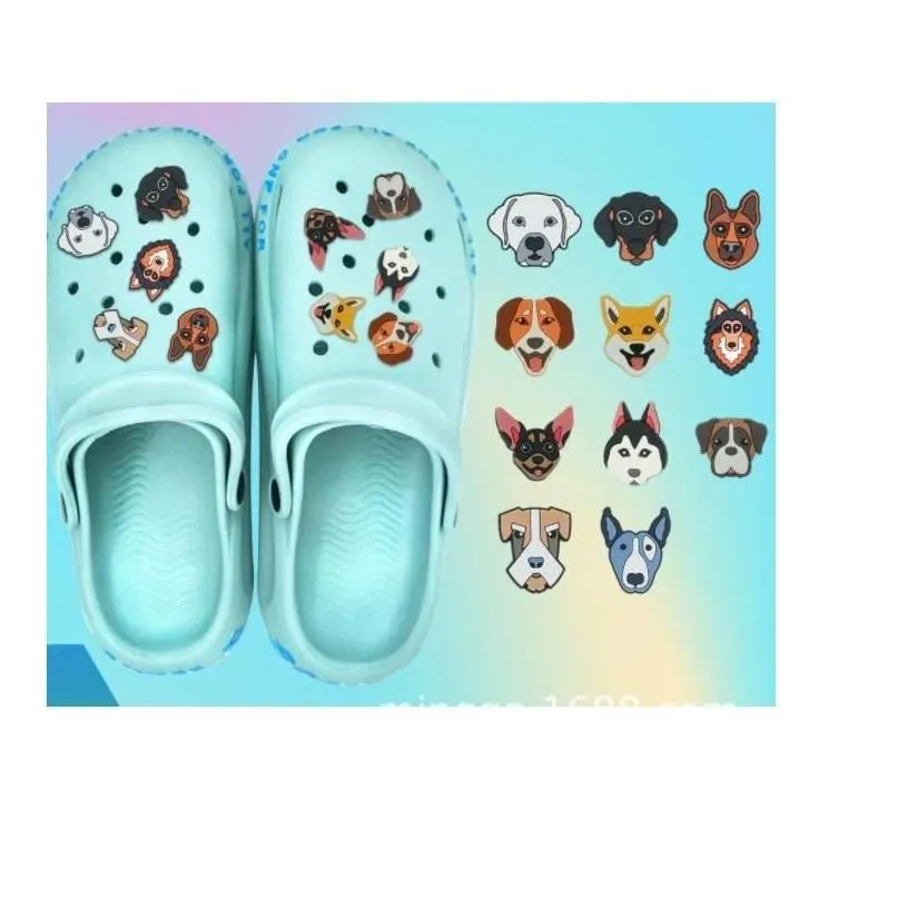 shoe parts accessories soft rubber pvc charms clog buckles jibz for cartoon dog pets charm garden shoes buckle birthday gifts part fav