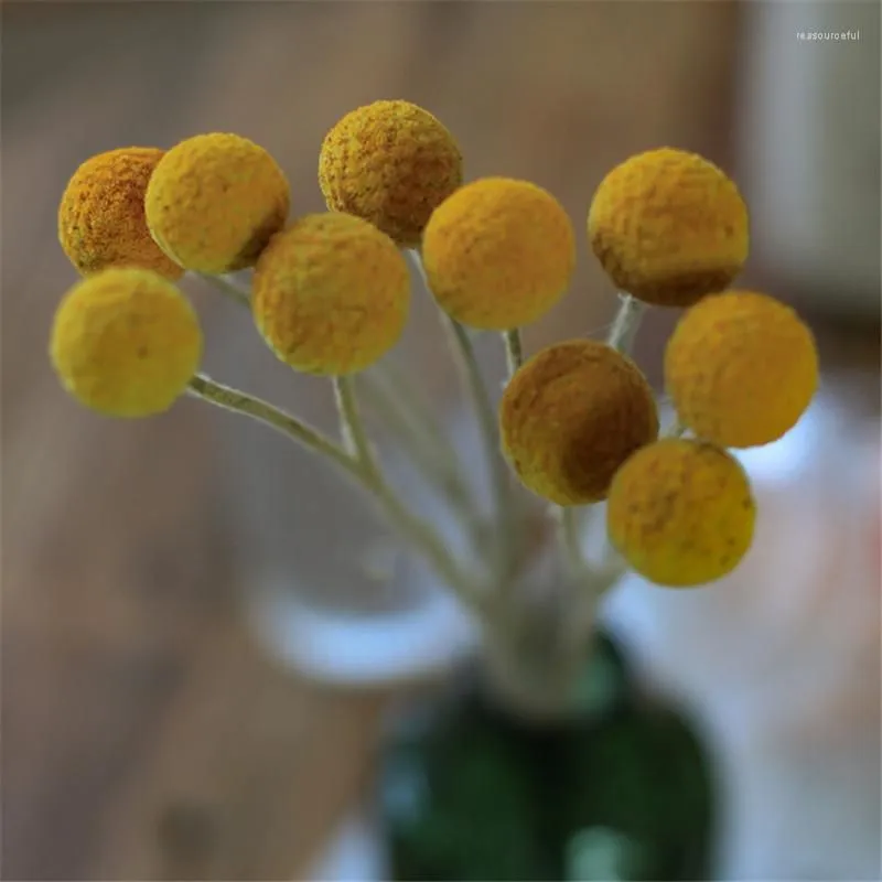 Decorative Flowers 10pcs Dried Craspedia Yellow Billy Balls For Wedding Bouquet Decor Christmas Wreath DIY No Vase
