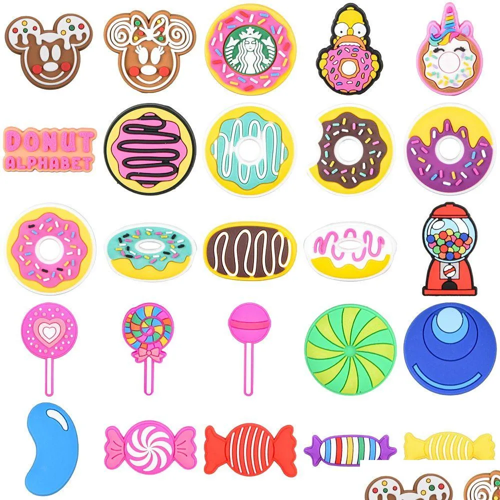 sweets cute lollipop fruits candy donut charms for craft shoe accessory