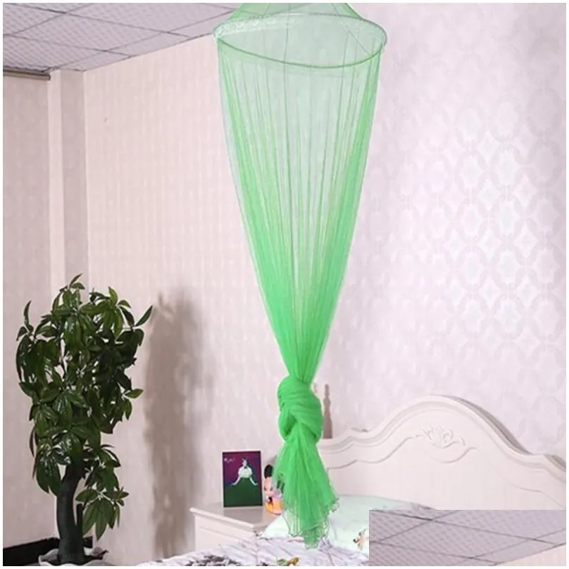 Mosquito Net Summer Round Lace Insect Bed Canopy Netting Curtain Polyester Mesh Fabric Home Use Elegant Hung Dome Decor 8 Drop Delive Dh839
