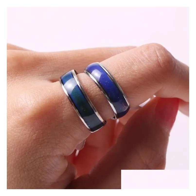 Band Rings Selling Mix Size Mood Ring Changes Color To Your Temperature Reveal Inner Emotion Fashion Jewelry Drop Delivery Dh7Fp