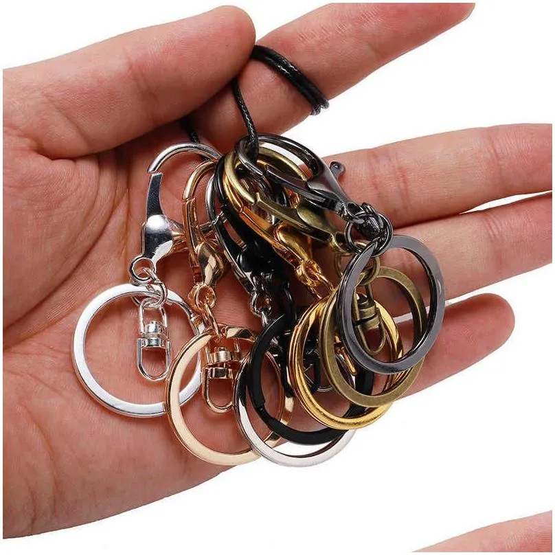 Keychains & Lanyards 5Pcs/Lot 30Mm 13 Colors Diy Plated Lobster Clasp Hook Chain Jewelry Making For Long 70Mm Classic Ring L230314 Dr Dhavw