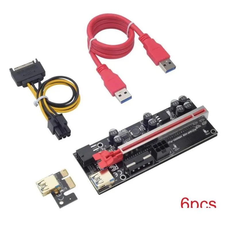 Computer Cables Connectors 1610pcs VER009S Plus PCIE Riser Card PCI Express 1X To 16X USB 30 Cable SATA 6Pin Connector For G8264174