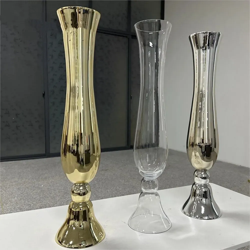 Glass Flower Vase Home Decor Popular Flower Vase Wedding Table Decoration Hotel Decorative Tall Glass crystal Flower Vases For Floor column vases event