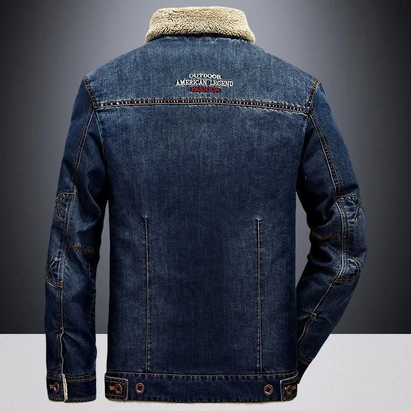 Men`s Jackets Menswear 2022 Denim Jacket Mens Cotton Casual Large Plush 66009a