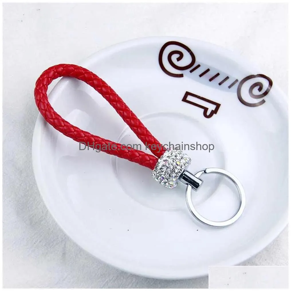 Keychains & Lanyards Fashion Woven Keychain Glitter Braided Rope Keyring For Men Women Car Key Charms Accessories Gifts R231003 Drop Dhvca