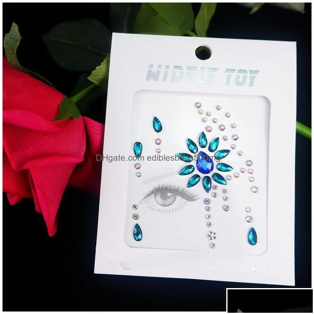 Party Masks Music Festival Face Jewels Rhinestone Half-Face Gems Glitter Crystal Birthday Sticker Eyes Body Temporary Tattoos Drop D