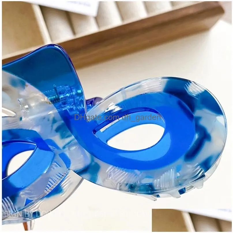 Clamps New Creative Design Fashion Curling Hair Clip Retro 10.5Cm Large Glasses Shape Acetic Acid Splicing Shark Accessorie Dhgarden Dhktb