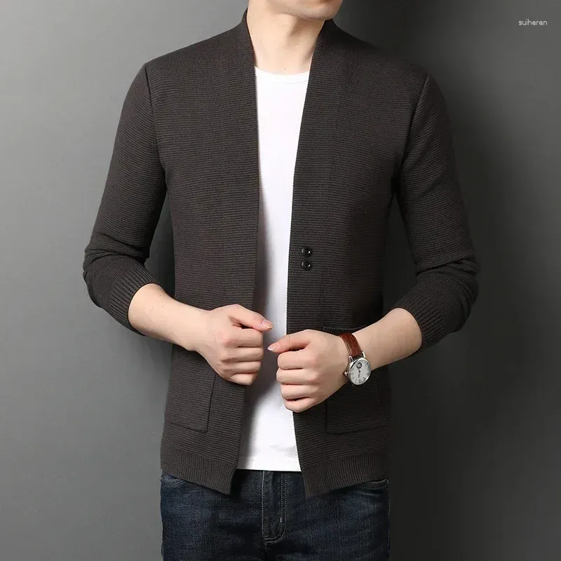 Men`s Sweaters 2024 Cardigan Korean Fashion Sweater Men Casual Mens Outer Wear Thin Coat Clothes Plus Size 4XL