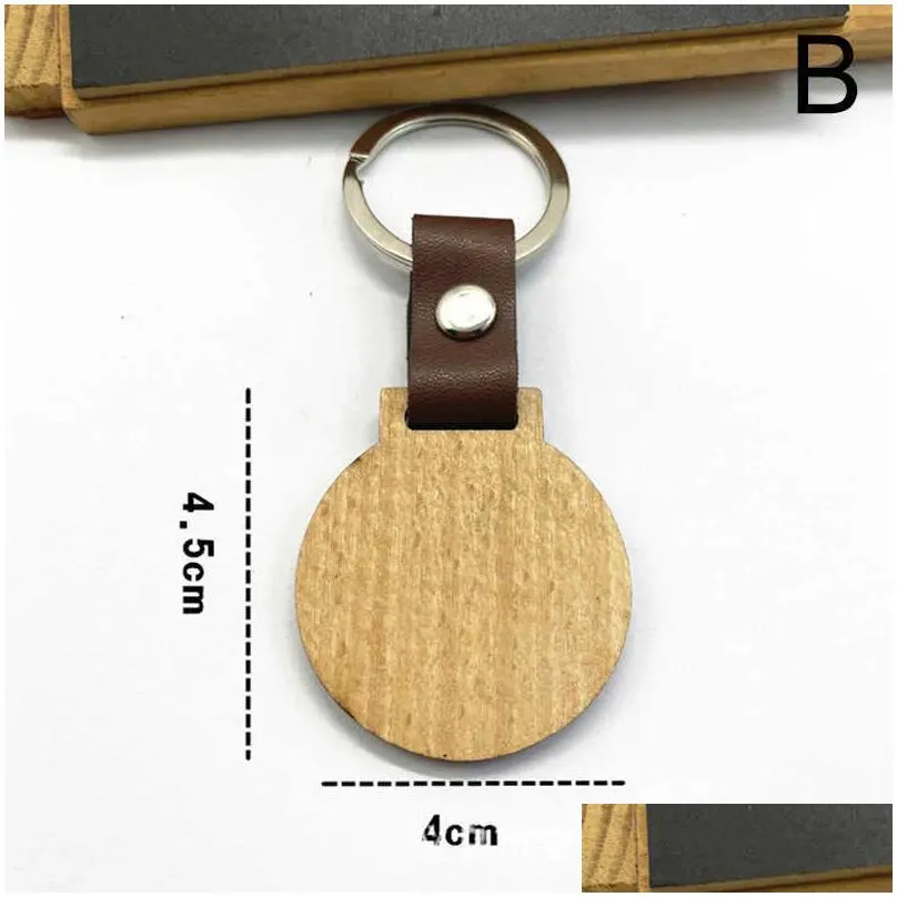 Keychains & Lanyards Fashion Wood Pu Leaer Keyring For Women Men Keychain Keys Bag Pendant Trend Jewelry Accessories Wholesale Drop D Dhzge