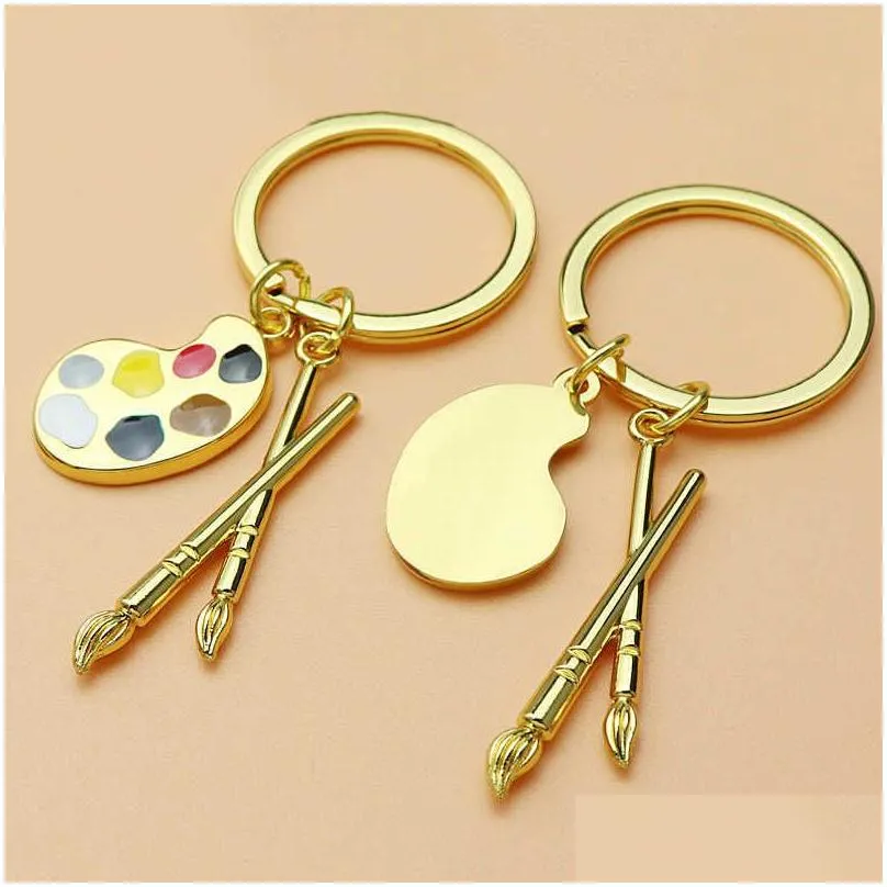 Keychains & Lanyards Abstract Artist Palette Alloy Keychain Painting Tools Brush Key Chain Car Keyring Women Ld Art Course Painter So Dh4Ht