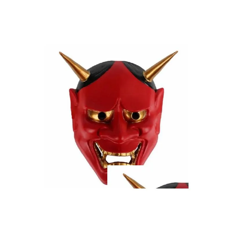 Party Masks Vintage Japanese Buddhist Evil Oni Noh Hannya Mask Halloween Costume Horror Red White Drop Delivery Home Garden Festive Su Dhb5O
