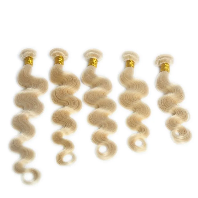 Blonde Pure 613 Human Hair Wefts Straight Bundles With VirginHair 3 Weaving Extension