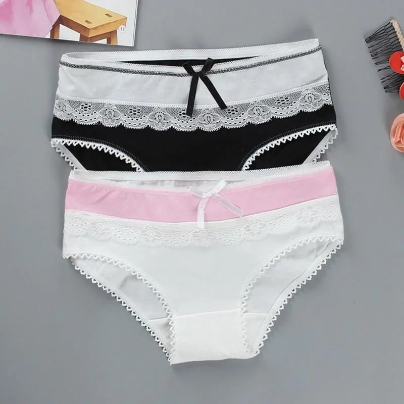 Panties 3pcs/Lot Girls Lace Girl Underwear Children Cotton Lingerie Underpants For 12-18 Years