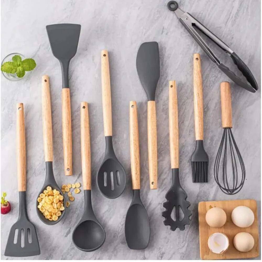 12-piece Silicone Cooking Utensils Set Cookware Friendly & Heat Resistant Includes Spatula Tong Whisk Ladle Brush Slotted Turner Spoon Nonstick Best