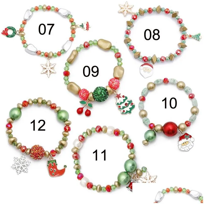 Identification 2021 New Fashion Christmas Bracelet Woman Personality Santa Claus Small Bell Sweet Circle Bead Hand Decorate Drop Deli Dhbir