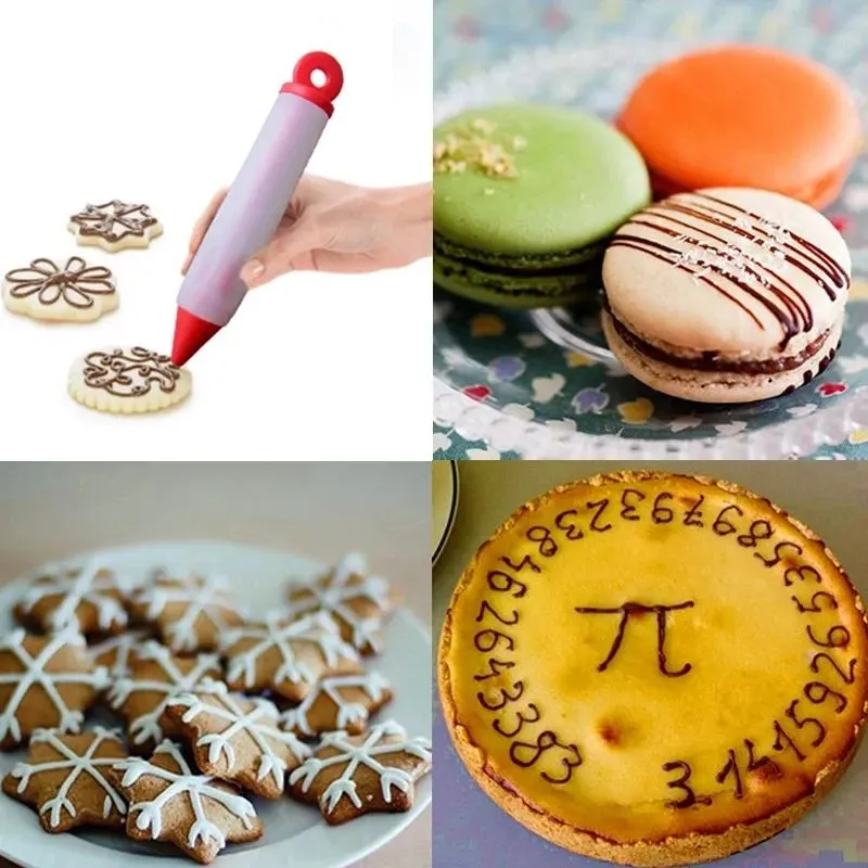 Silicone Food Write Pen Chocolate Decorating Tools Cake Mold Cream Icing Piping Pastry Kitchen Accessories With 4 Nozzles YFA1955