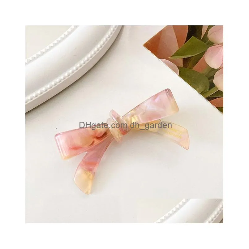 Clamps New Creative Design 6.3Cm Cute Bowknot Colorf Hair Clip For Sweet Girls Acetic Acid Duckbill Accessories Drop Delive Dhgarden Dh6Zb