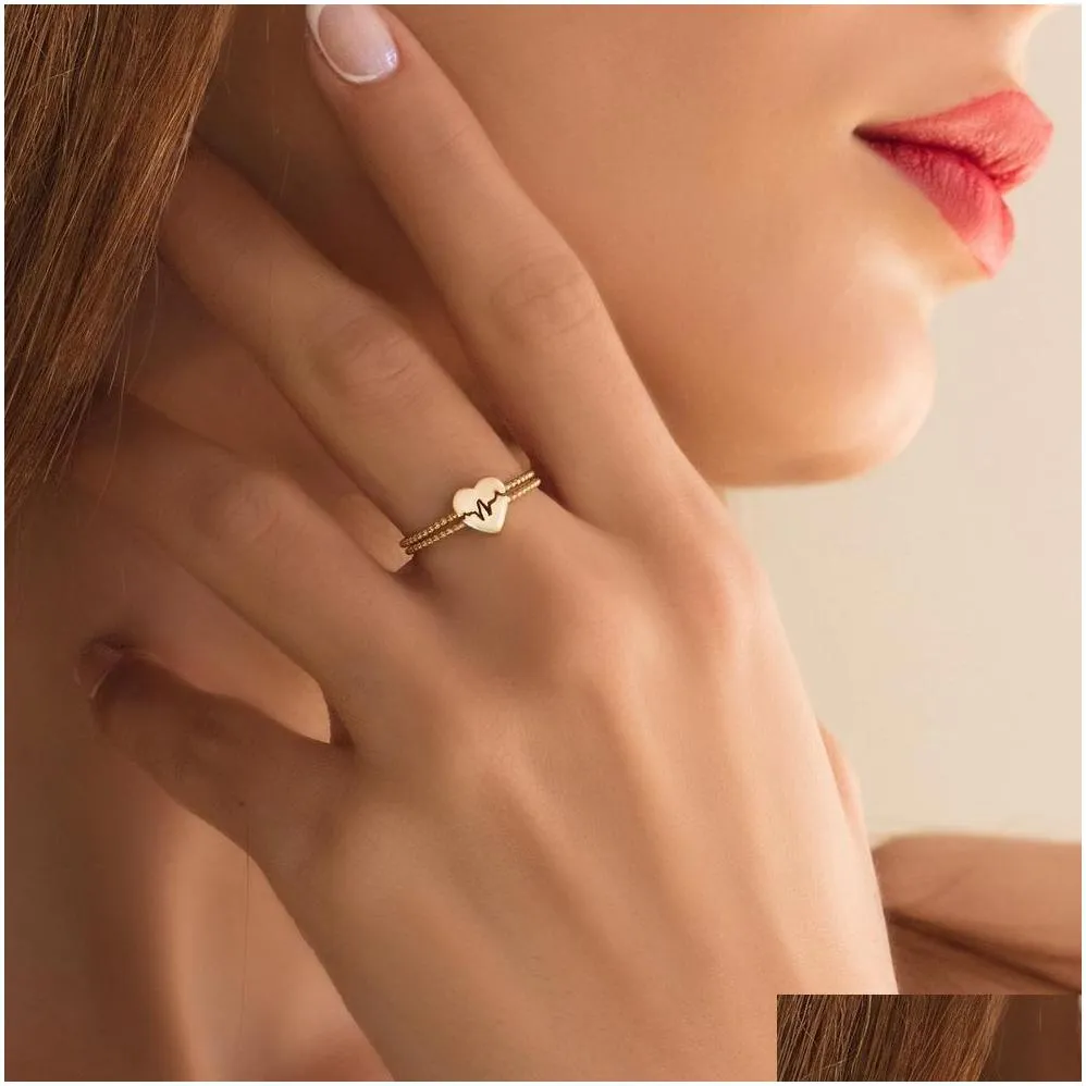 Band Rings Ins Fashion 18K Gold Broken Heart Brass Material Love Hearts Finger Ring Women Couple Jewelry Bk Drop Delivery Dhcen