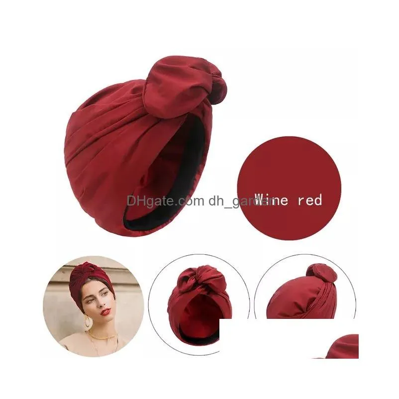 Beanie/Skull Caps 2022 New French Vintage Turban Scarf Female Bandana Headband Womens Hair Er Cap Ladies Head Wraps Muslim H Dhgarden Dhrxg