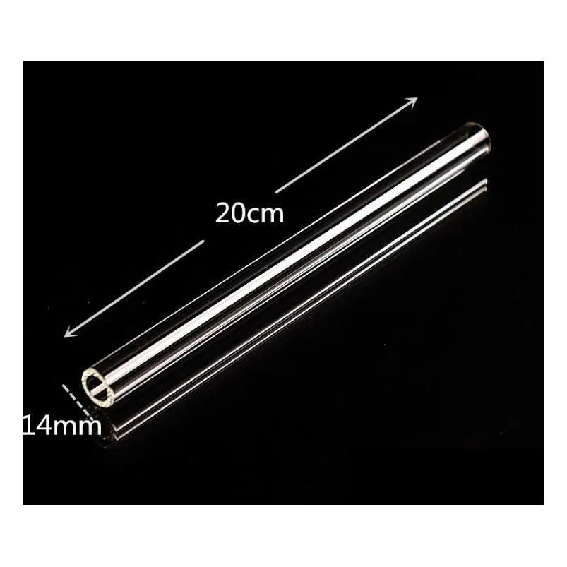 Drinking Straws Transparent Glass Sts Clear Reusable Wedding Birthday Party Thick Straight Pipe 20Cm Drop Delivery Home Garden Kitchen Dh5Vw