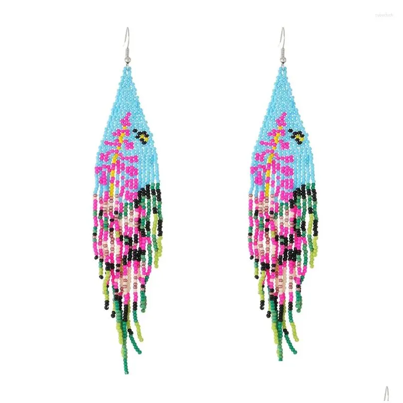 Dangle & Chandelier Earrings Beaded Tassel Hand Weaving Bohemia Alloy Pattern Flowers Orc Tidal Current Simplicity Rice Bead Drop Del Otmat