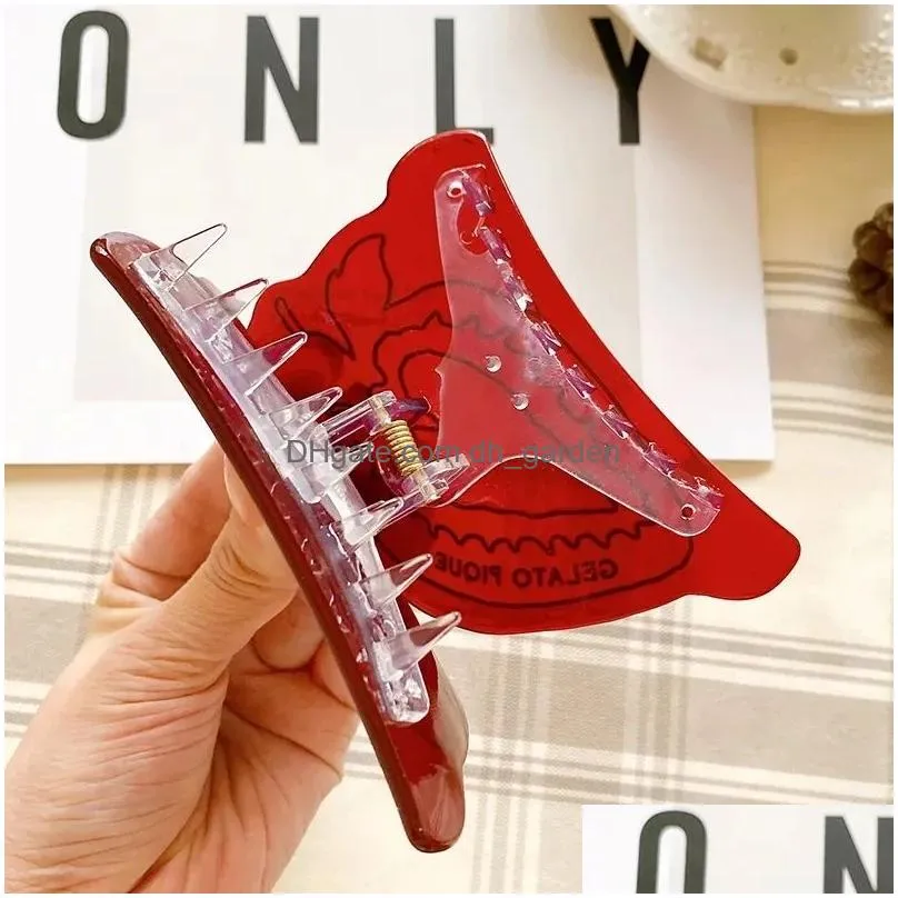 Clamps 2023 New High Quality 10Cm Big Fruit Stberry Hair Clip Claw Cute Red Acetate Shark Accessories Drop Delivery Jewelry Dhgarden Dhc3J