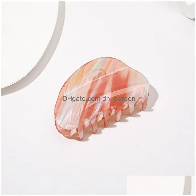 Clamps Length 9 Cm Striped Semicircle Hair Clamp Women Plastic Large Claws Clips Lady Splicing Color Ponytail Hairpins Head Dhgarden Dh0Nf