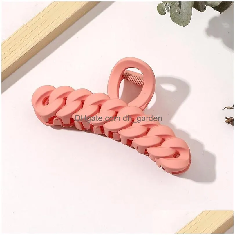 Clamps Women Frosted Chain Shape Hair Length 11 Cm Pure Color Plastic Claw Clips European Lady Ponytail Large Size Hairpins Dhgarden Dhyp7