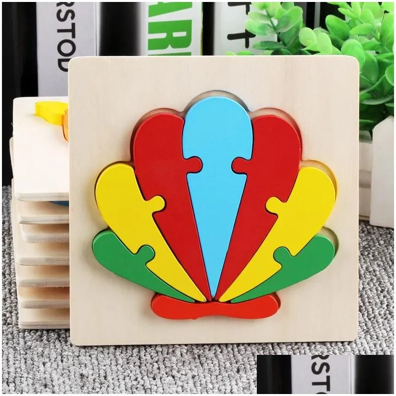 Party Favor Baby 3D Puzzles Jigsaw Wooden Toys For Children Cartoon Animal Traffic Intelligence Kids Early Educational Training Toy Fy Dhwbe