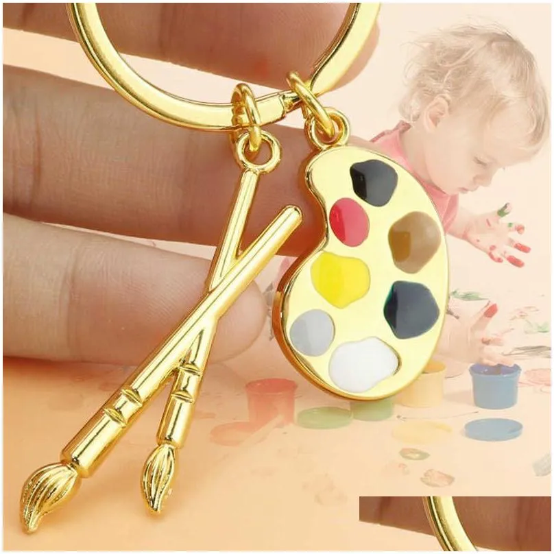 Keychains & Lanyards Abstract Artist Palette Alloy Keychain Painting Tools Brush Key Chain Car Keyring Women Ld Art Course Painter So Dh4Ht