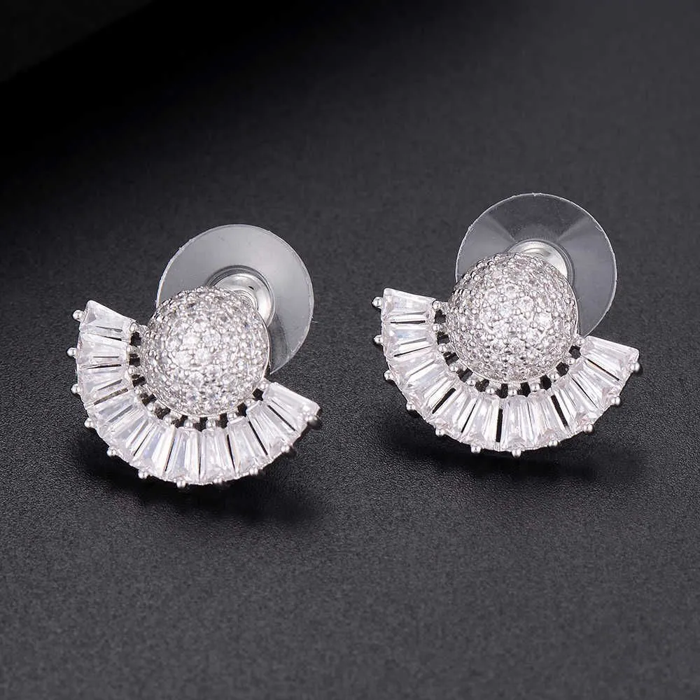 GODKI 21mm Fashion Trendy Half Of Round Cubic Zirconia Wedding EngagementParty Dress up Earring Jewelry for Women 2106242391767