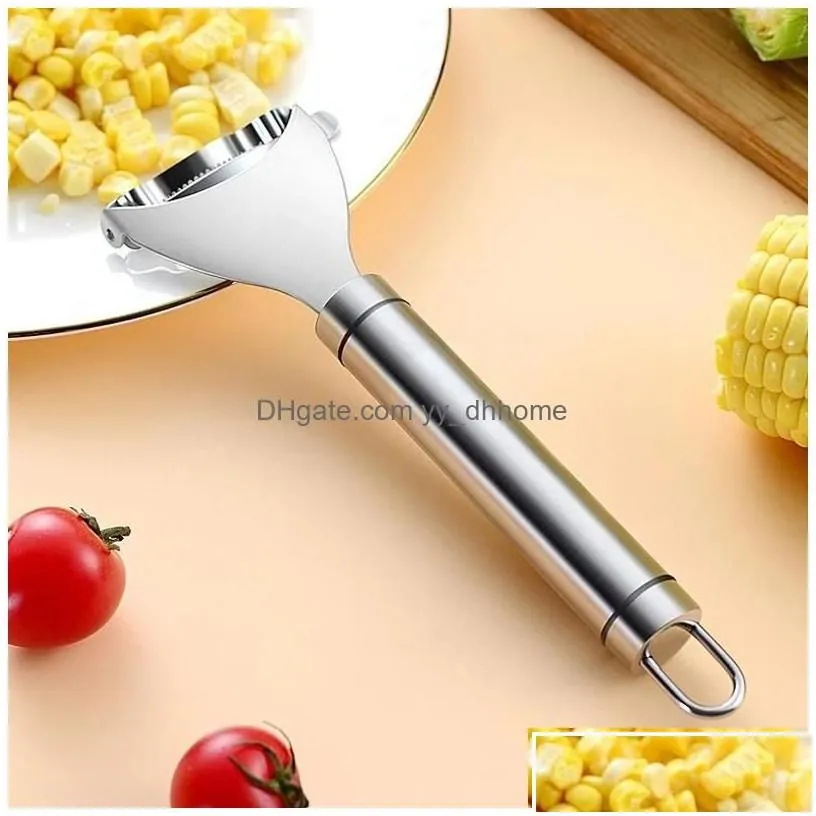 Fruit Vegetable Tools Ups Stainless Steel Corn Stripper Corns Threshing Thresher Peeler Kerneler Kitchen Gadgets Drop Delivery Hom