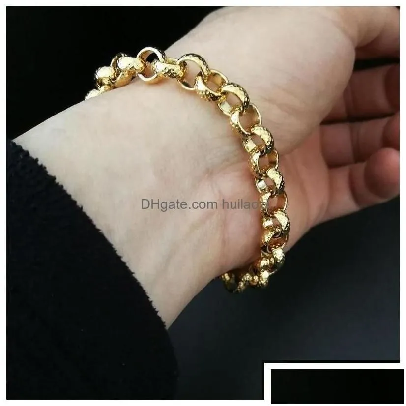 Chain Link Gold Filled Belcher Bolt Ring Mens Womens Solid Bracelet Jewllery In Length Drop Delivery Jewelry Bracelets Dhvta