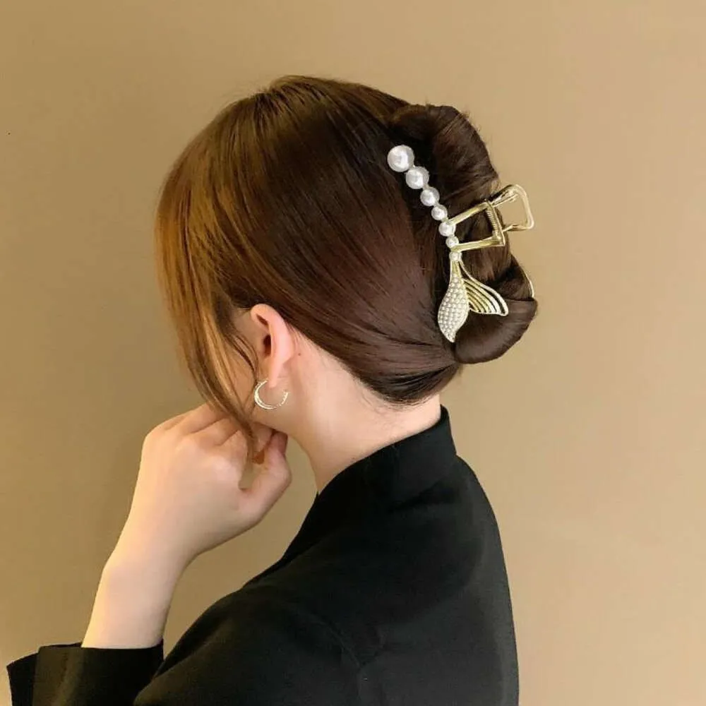 Hair Clips Fashion Barrettes Pearl Hairclips Metal Hollow Out Fish Tail Vintage Golden Mermaid Hairpins For Women Jewelry gifts