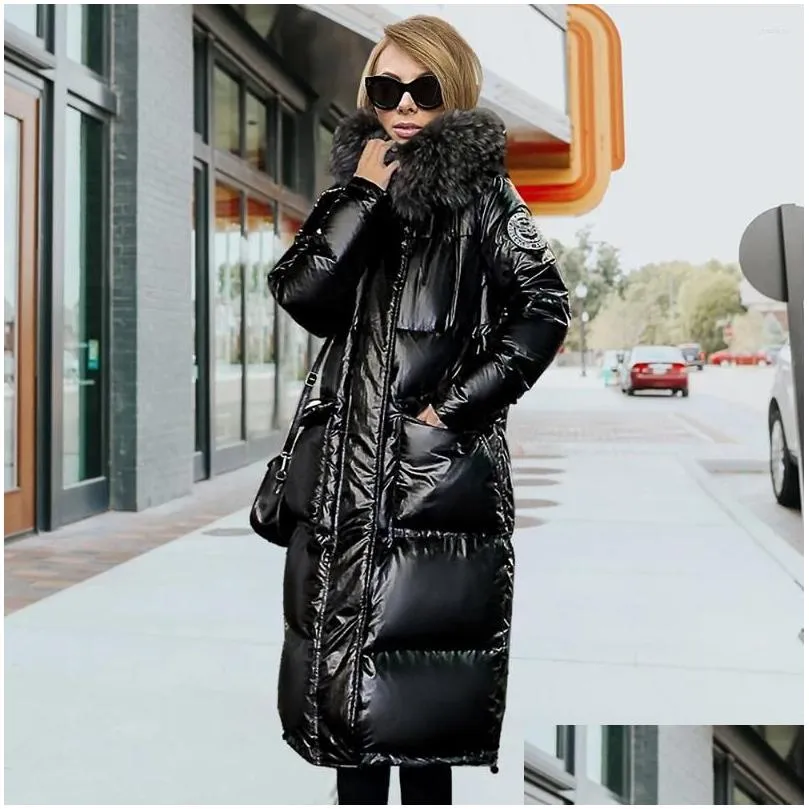 Women`s Down Winter Cotton Clothes 2024 Bright Thickened Medium And Long Coat Sleeve