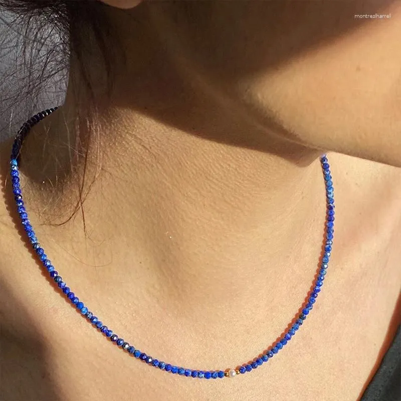 Pendants Faceted Deep Blue Lapis Lazuli Necklace Natural Stone Chocker Wholesale Beads Mother Daughter Gifts