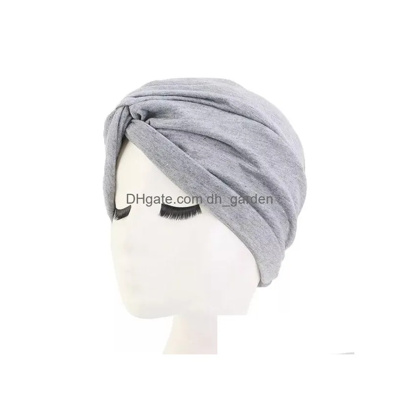 Beanie/Skull Caps Fashion Bohemia Twist Turban Scarf Female Bandana Headband Womens Hijab Chemo Cap Ladies Head Wraps Muslim Dhgarden Dhvxq